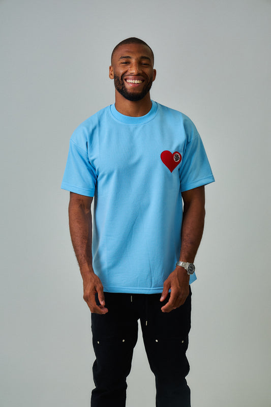 T-SHIRT HEART SUPER PRODIGE BRODÉ - Bleu ciel
