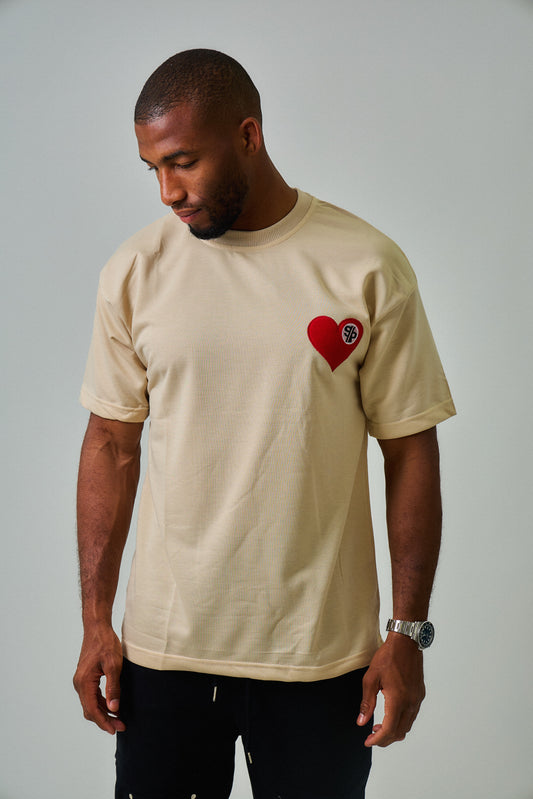 T-SHIRT HEART SUPER PRODIGE BRODÉ - Beige