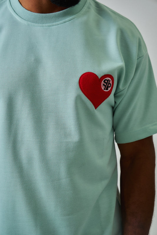T-SHIRT HEART SUPER PRODIGE BRODÉ - Vert menthe
