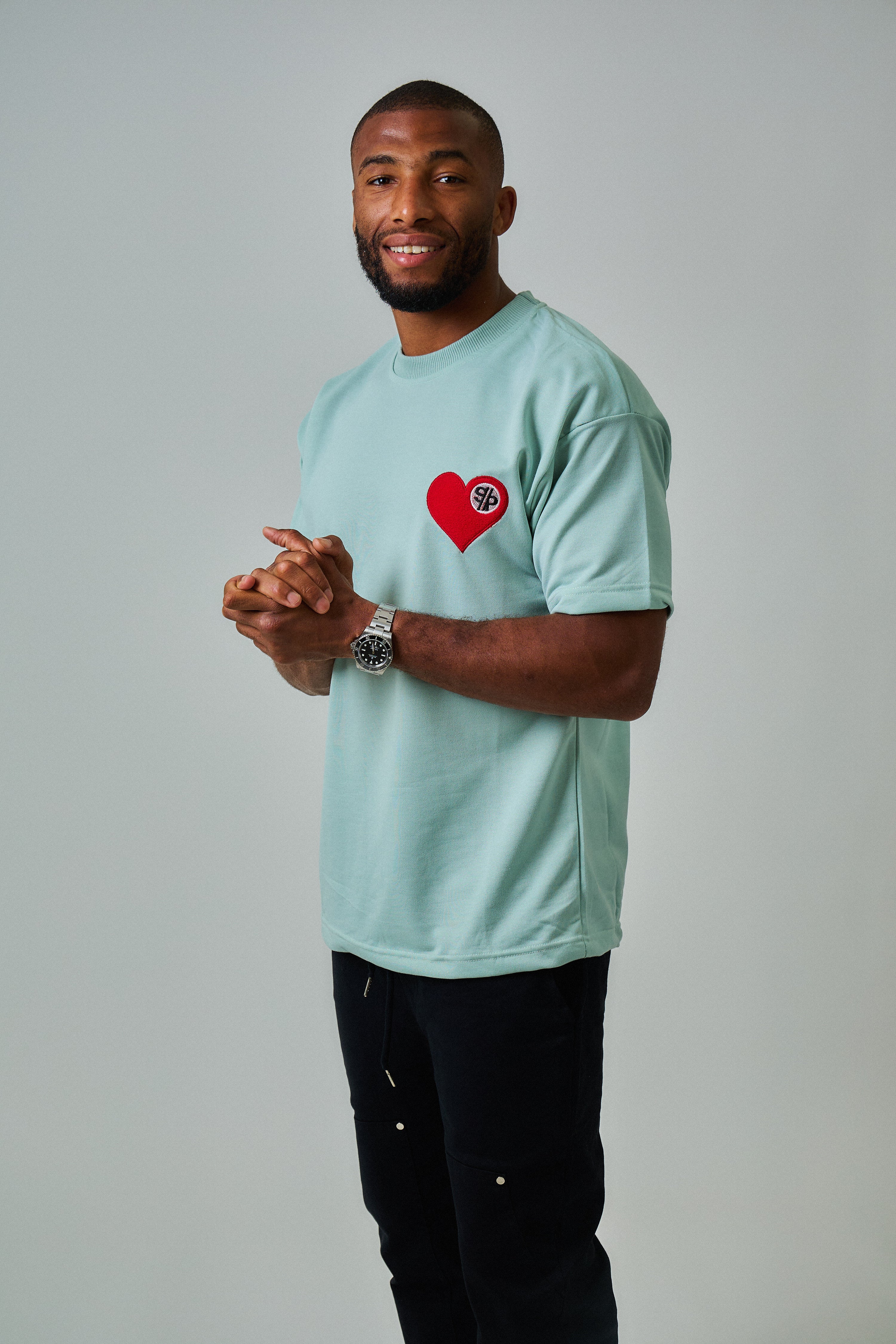 T-SHIRT HEART SUPER PRODIGE BRODÉ - Vert menthe